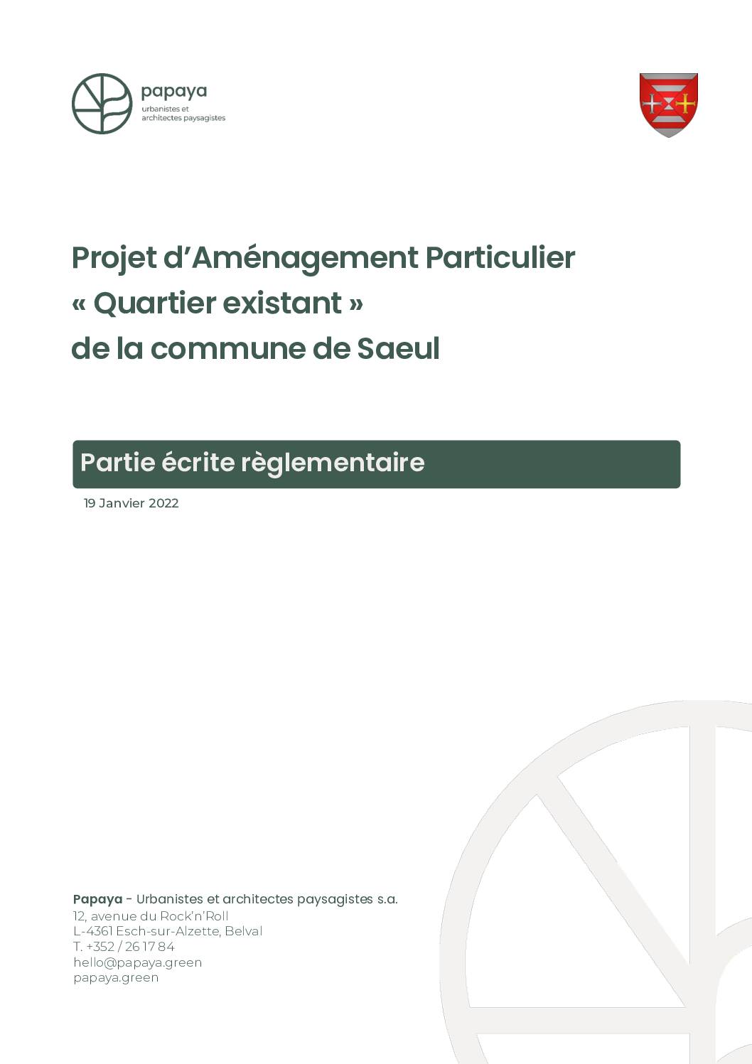 Projet d’Aménagement Particulier « Quartier existant » (PAP QE) de la commune de Saeul - Partie écrite règlementaire