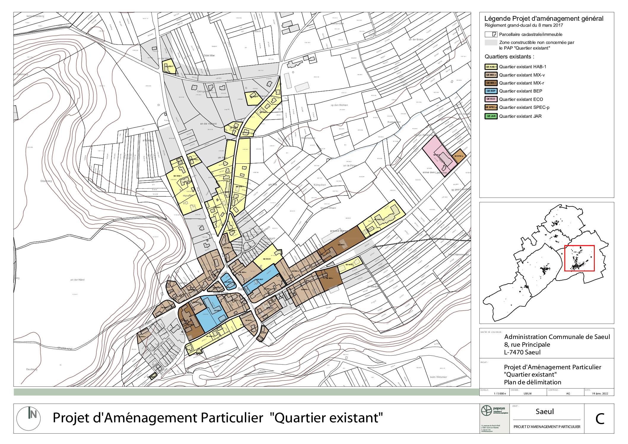 Projet d’Aménagement Particulier « Quartier existant » (PAP QE) de la commune de Saeul - Partie graphique