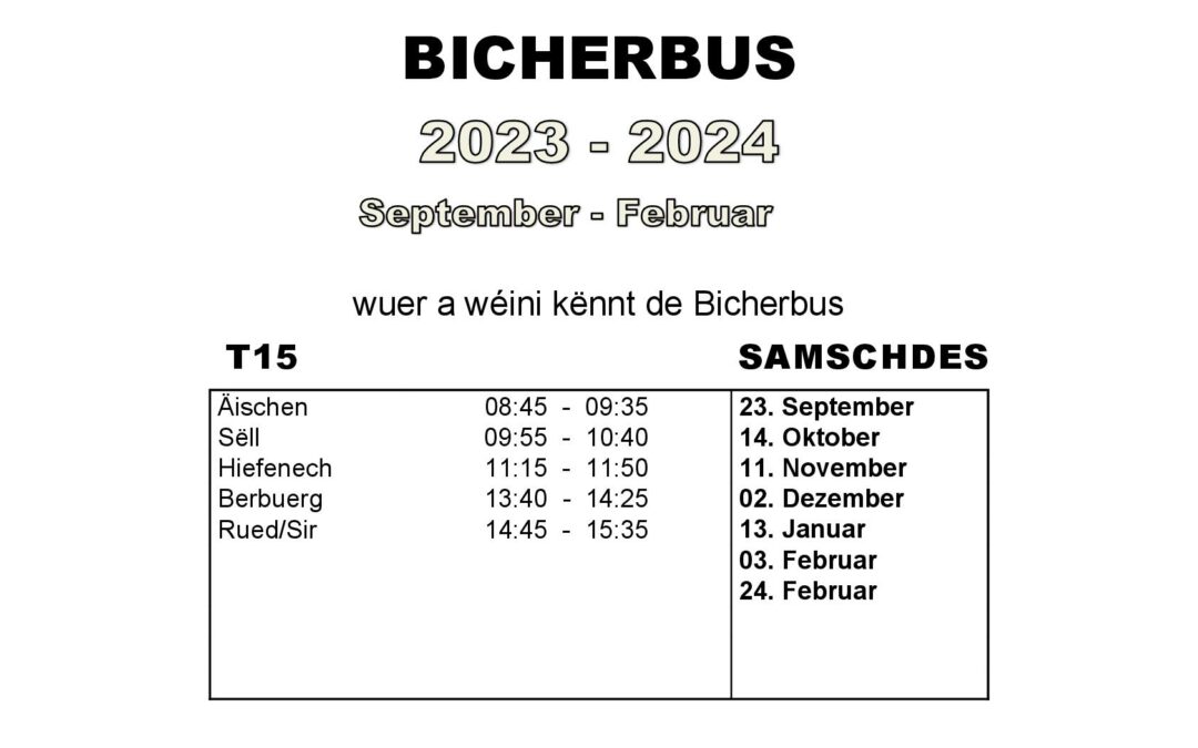 BICHERBUS | Horaire du Septembre 2023 au Février 2024