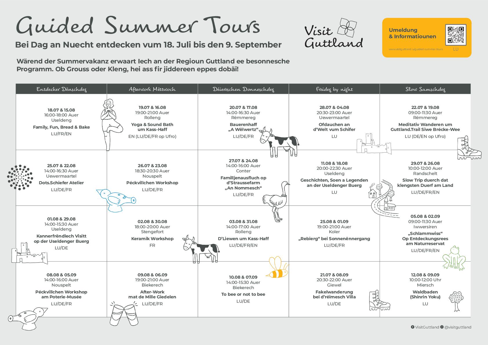 Guided Summer Tours | 18 juillet au 09 septembre