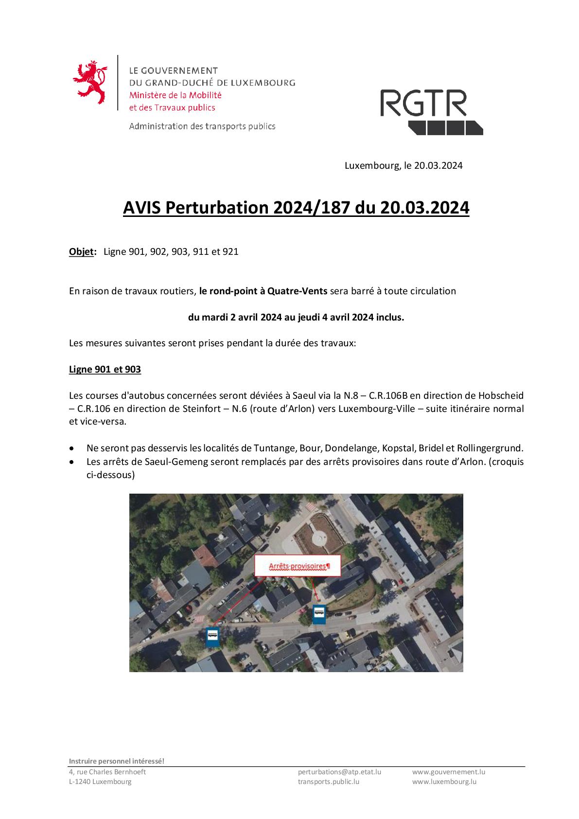 AVIS RGTR |  Rond-point à Quartre-Vents → Route barrée du 2 avril au 4 avril 2024