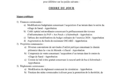 CONVOCATION | Ordre du jour de la séance publique du conseil communal le 24 septembre 2024 à 20h00