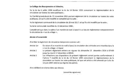 Règlement de circulation temporaire à Saeul