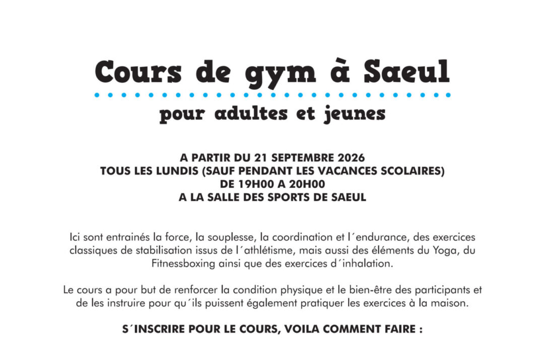 Cours de gym à Saeul à partir du 21/09/2026
