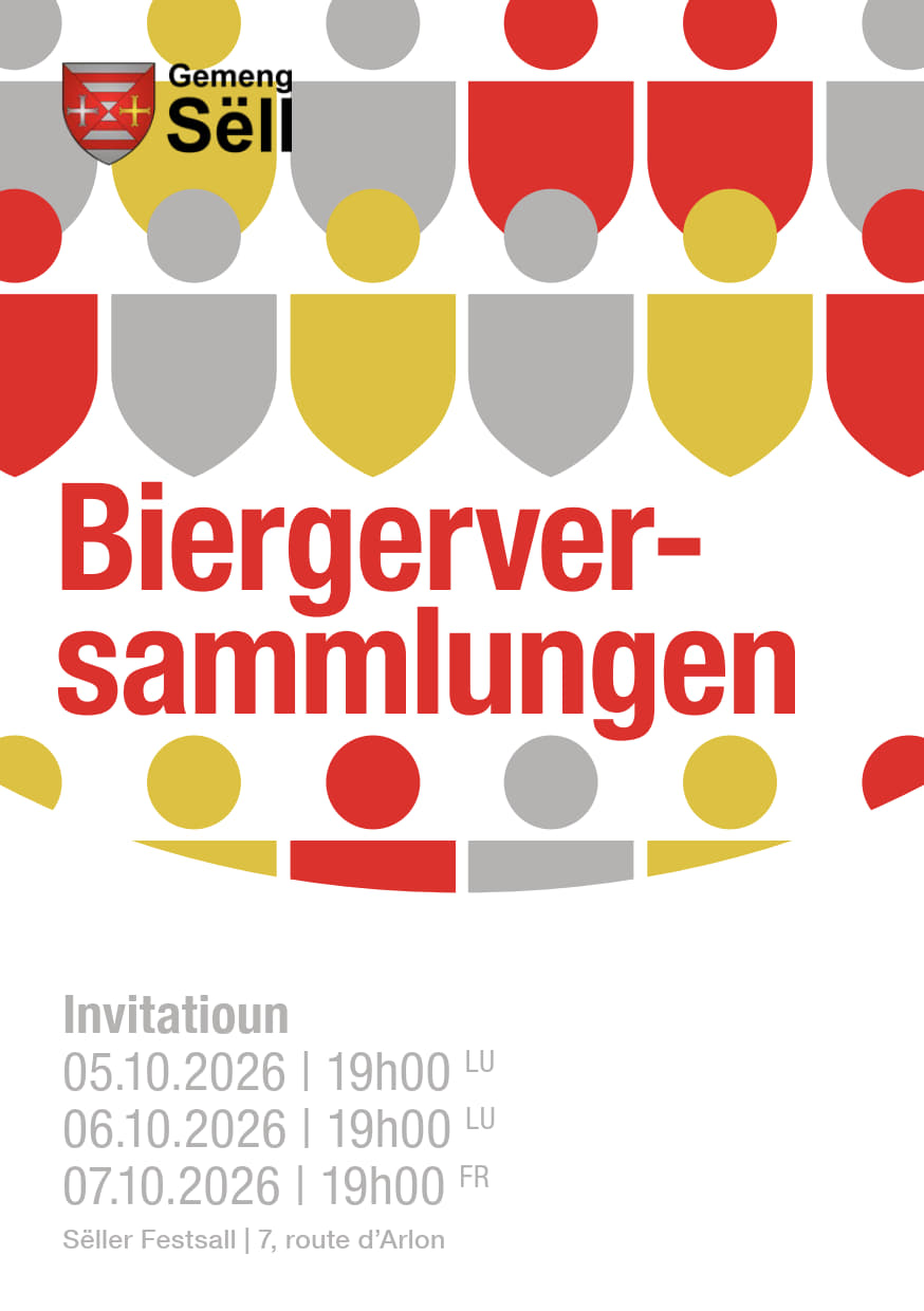 Invitatioun un d'Sëller Bierger | Biergerversammlungen│Réunions d'information → 5., 6. & 7. Oktober 2026